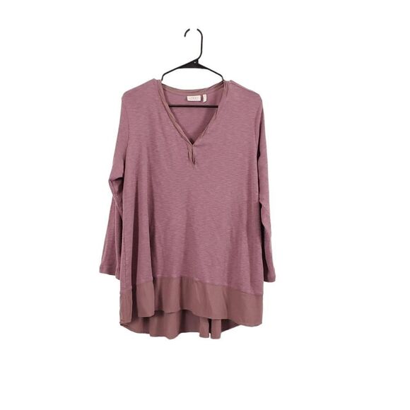 Lori Goldstein Modal blend spacedye vneck tunic top - Picture 1 of 7